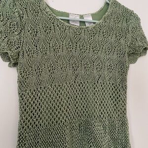 Vintage Green Crochet Blouse